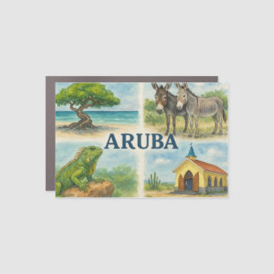 Aruba multiview watercolor car magnet