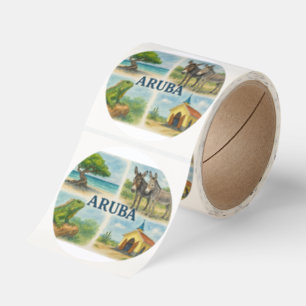Aruba multiview watercolor classic round sticker