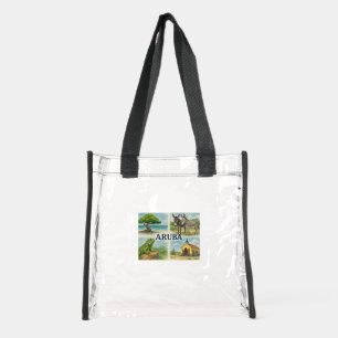 Aruba multiview watercolor clear tote bag 