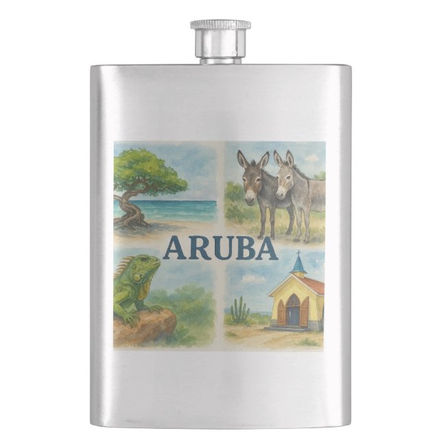 Aruba multiview watercolor flask (Front)