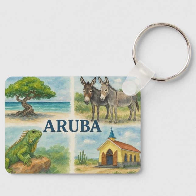 Aruba multiview watercolor keychain (Front)