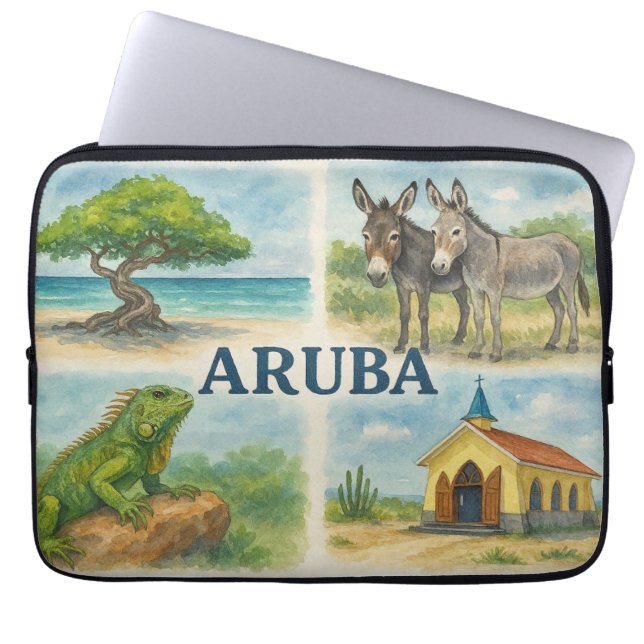 Aruba multiview watercolor laptop sleeve (Front)