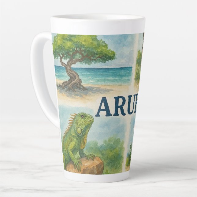 Aruba multiview watercolor latte mug (Left Angle)