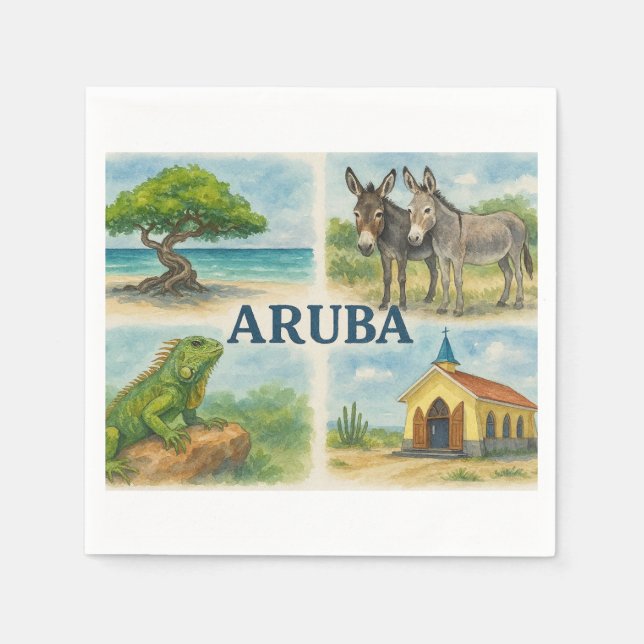 Aruba multiview watercolor napkins (Front)