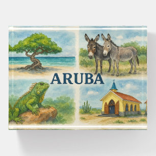 Aruba multiview watercolor paperweight