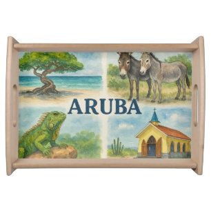 Aruba multiview watercolor serving tray