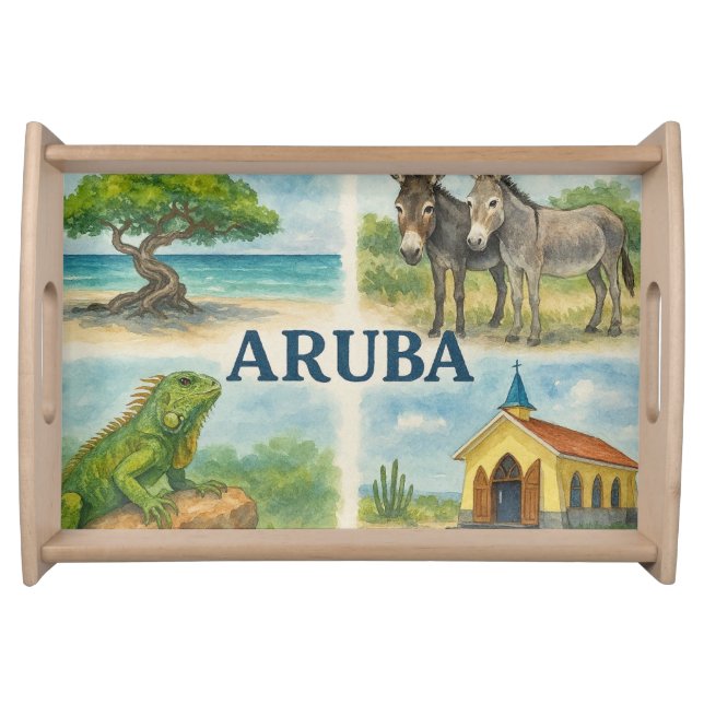 Aruba multiview watercolor serving tray (Front)