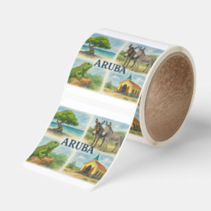 Aruba multiview watercolor square sticker
