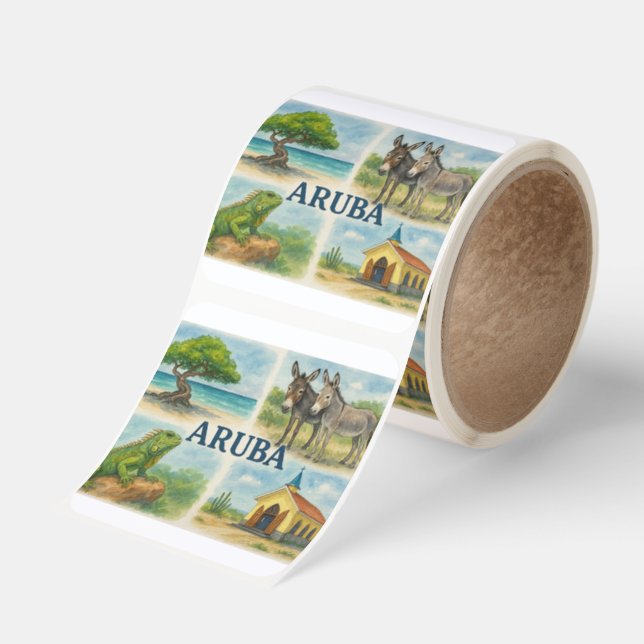 Aruba multiview watercolor square sticker (Roll)