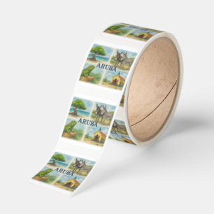 Aruba multiview watercolor square sticker