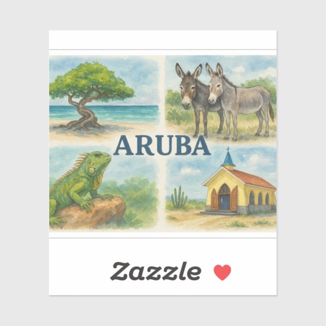 Aruba multiview watercolor sticker (Sheet)