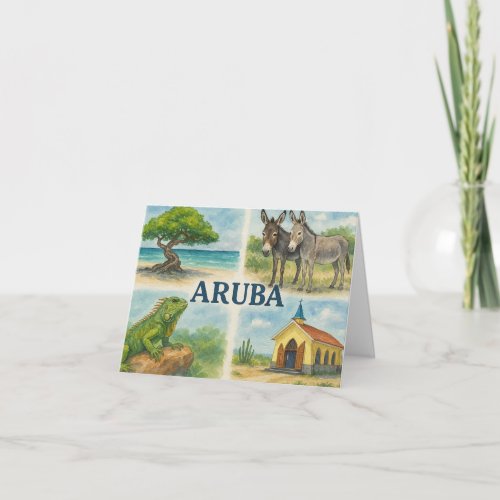 Aruba multiview watercolor thank you card