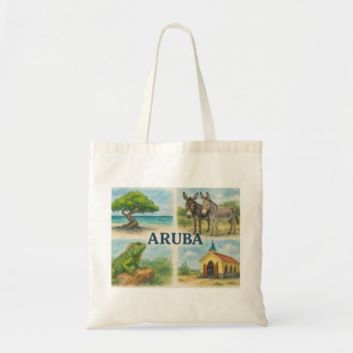 Aruba multiview watercolor tote bag