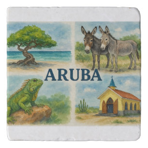 Aruba multiview watercolor trivet