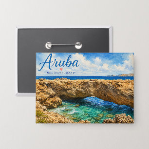 Aruba Natural Bridge rock formation Caribbean  Button