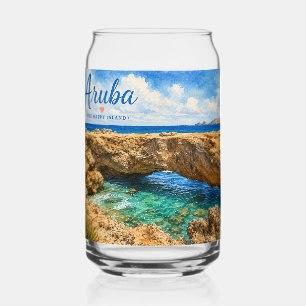 Aruba Natural Bridge rock formation Caribbean  Can Glass