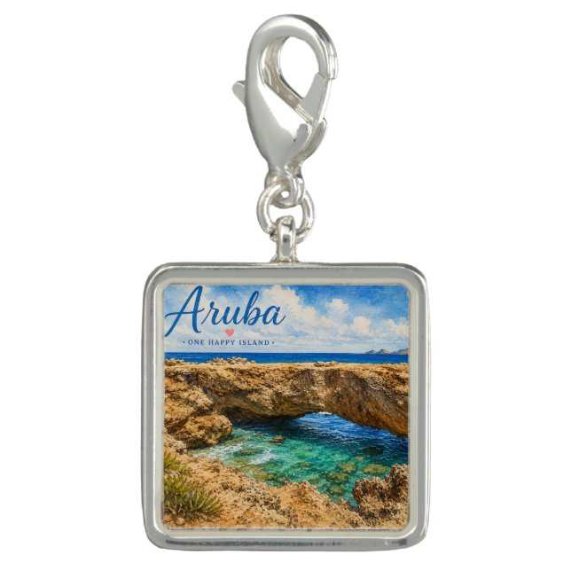 Aruba Natural Bridge rock formation Caribbean  Charm (Front)