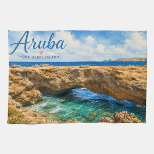 Aruba Natural Bridge rock formation Caribbean  Kitchen Towel