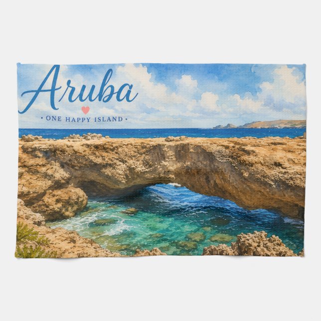 Aruba Natural Bridge rock formation Caribbean  Kitchen Towel (Horizontal)