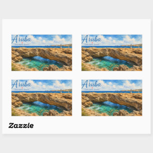 Aruba Natural Bridge rock formation Caribbean  Rectangular Sticker