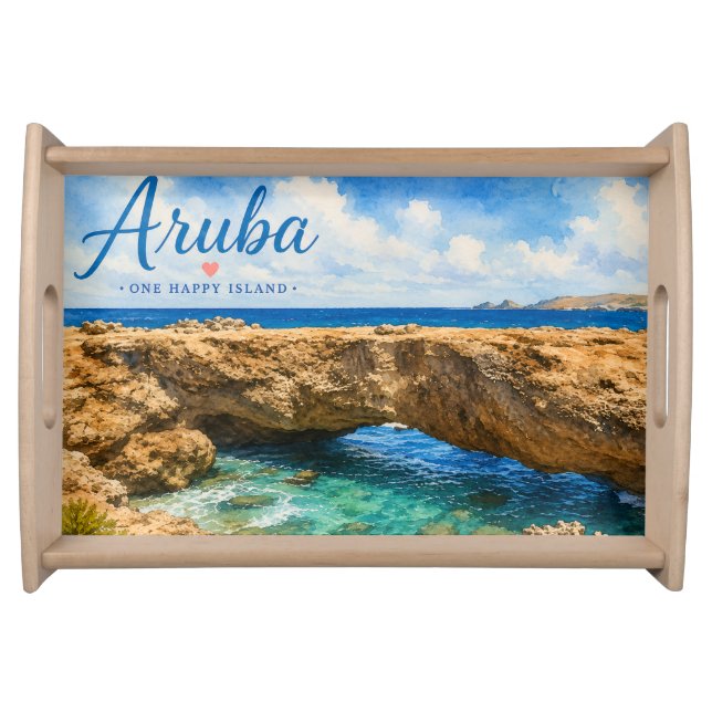 Aruba Natural Bridge rock formation Caribbean  Serving Tray (Front)
