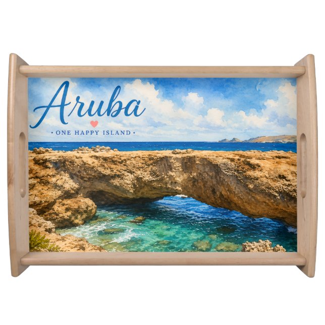 Aruba Natural Bridge rock formation Caribbean  Serving Tray (Front)