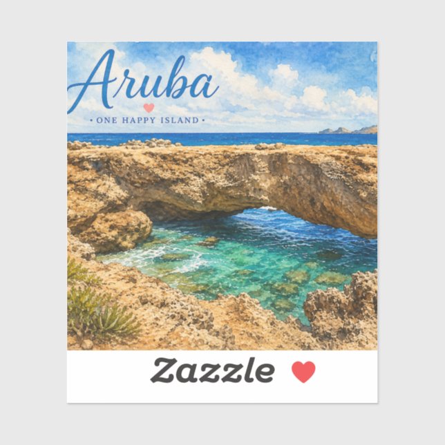 Aruba Natural Bridge rock formation Caribbean  Sticker (Sheet)