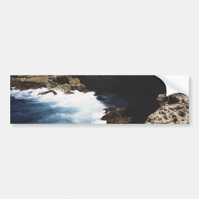 Aruba Ocean Crashing On The Rocks Bumper Sticker (Front)