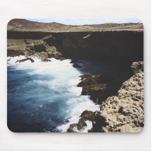 Aruba Ocean Crashing On The Rocks Mouse Pad (Front)