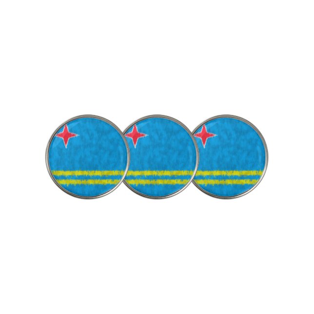 Aruba Oil Painting Drawing Golf Ball Marker (3 Up)
