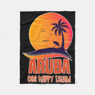 Aruba One Happy Island Beautiful Sunset Beach  Fleece Blanket