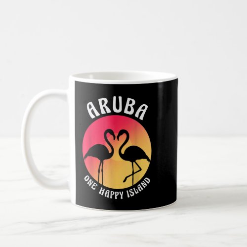 Aruba One Happy Island Flamingo and Sunset Coffee Mug