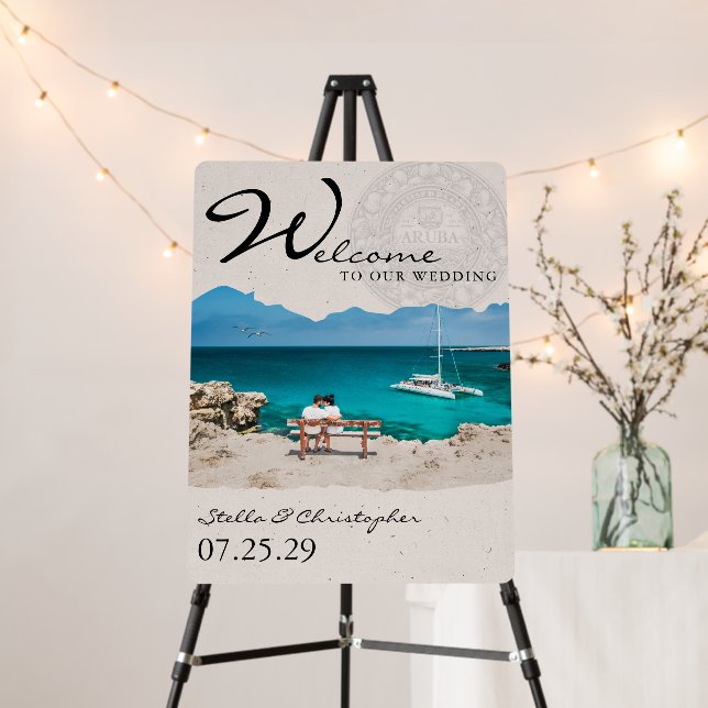 Aruba Passport Wedding Welcome Sign (In Situ (Stand))