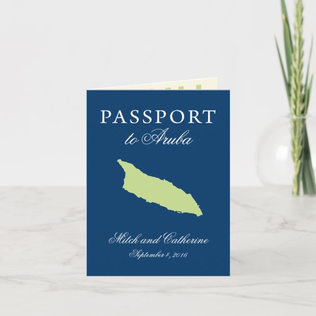Aruba Passport Wedding with Divi Divi Tree Invitation (Front)