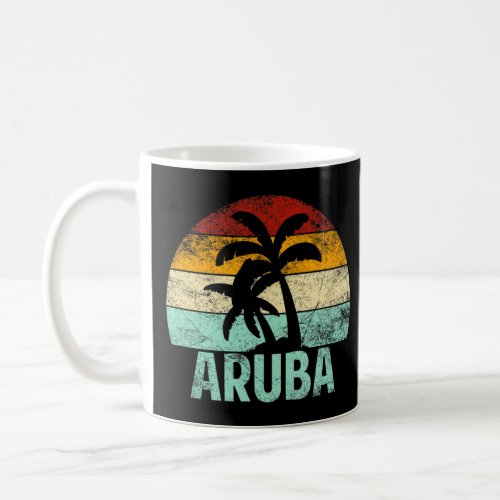 Aruba Retro Palm Tree Vintage Sunset Souvenir Vaca Coffee Mug