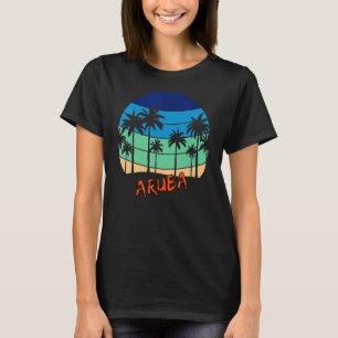 Aruba Retro Vintage Sunset Beach Design T-Shirt