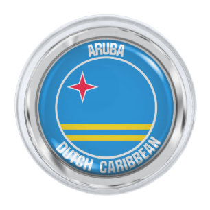 Aruba Round Emblem Silver Finish Lapel Pin