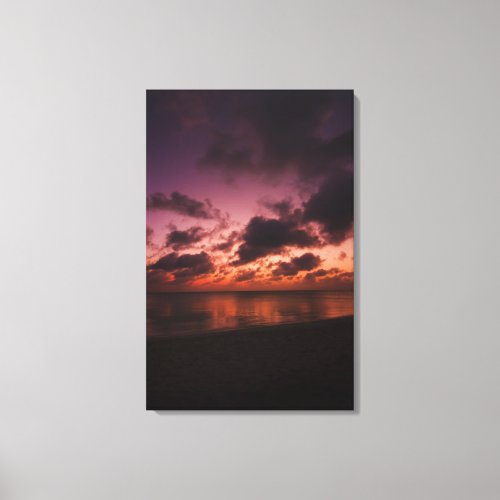 Aruba sea at sunset canvas print