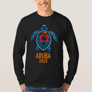 Aruba Sea Turtle Caribe 2023 Hibiscus Flower T-Shirt