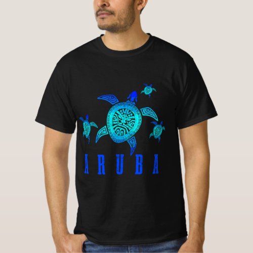 Aruba Sea Turtle Tribal Pattern Scuba Diving Diver T_Shirt