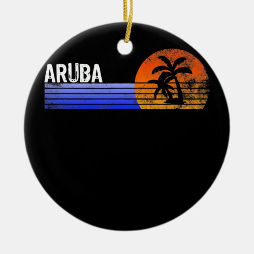 Aruba Souvenir Retro Sunset Trip Summer Vacation Ceramic Ornament