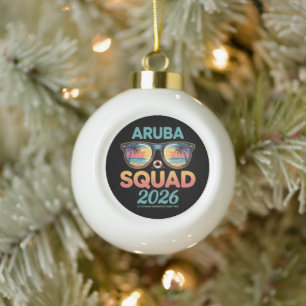 Aruba Squad 2026 Retro Ceramic Ball Christmas Ornament
