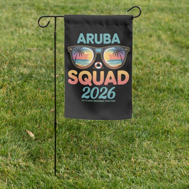 Aruba Squad 2026 Retro Garden Flag (In SItu)