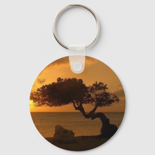 Aruba Sunset Divi Divi Tree Keychain
