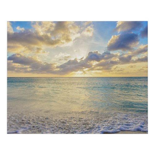 Aruba Sunset over Moving Sea Faux Canvas Print