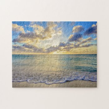 Aruba Sunset Over Moving Sea Jigsaw Puzzle by intothewild at Zazzle
