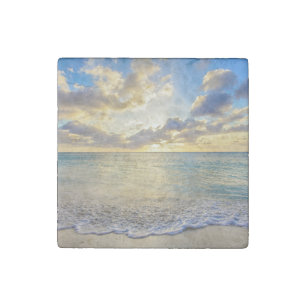 Aruba Sunset over Moving Sea Stone Magnet