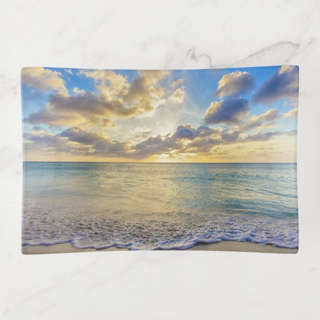 Aruba Sunset over Moving Sea Trinket Tray (Front)