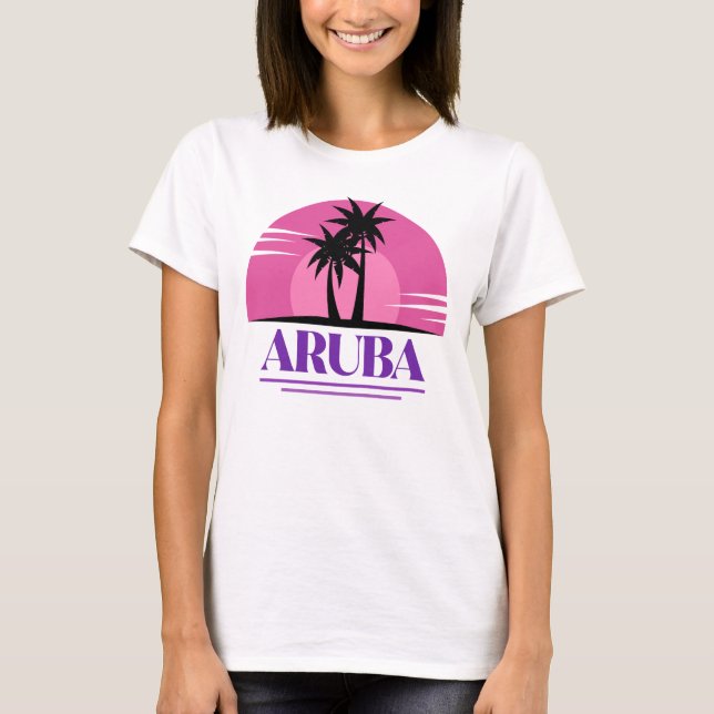 Aruba Vacation Retro Sunset T-Shirt (Front)