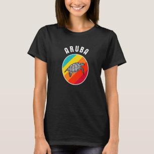 Aruba Vacation Souvenir Colorful Image Retro Turtl T-Shirt
